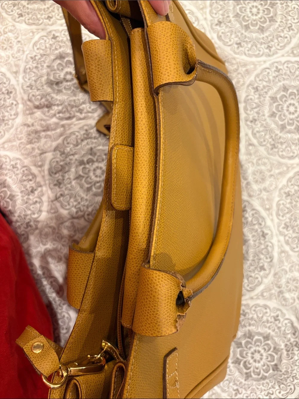 Women's Structured Leather Tote Bag in Tan